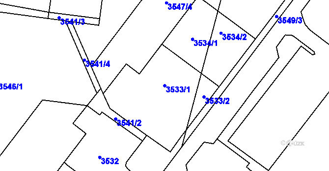 Parcela st. 3533/1 v KÚ Most II, Katastrální mapa
