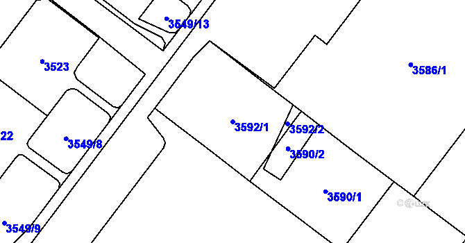 Parcela st. 3592/1 v KÚ Most II, Katastrální mapa
