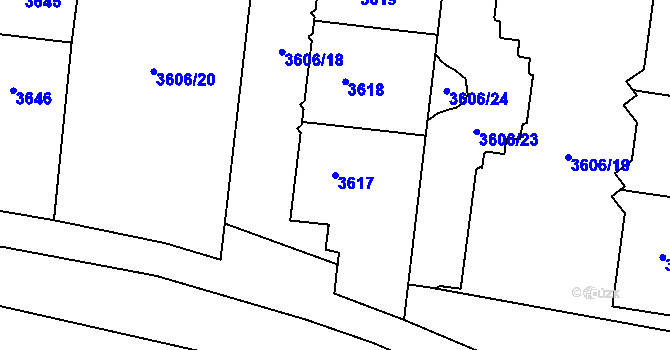 Parcela st. 3617 v KÚ Most II, Katastrální mapa