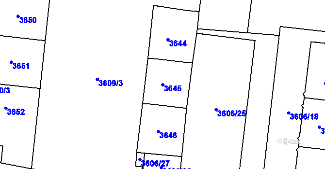 Parcela st. 3645 v KÚ Most II, Katastrální mapa