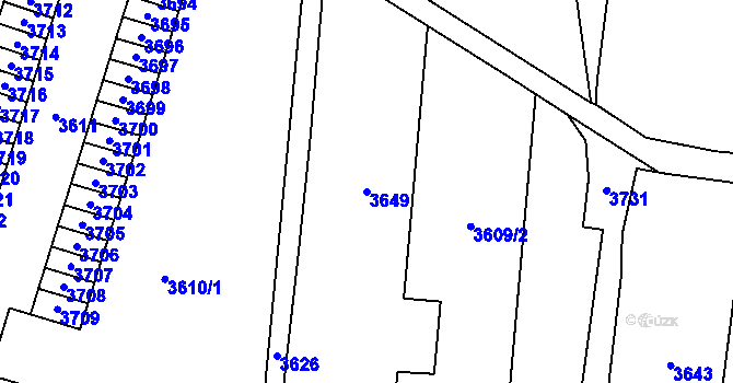 Parcela st. 3649 v KÚ Most II, Katastrální mapa