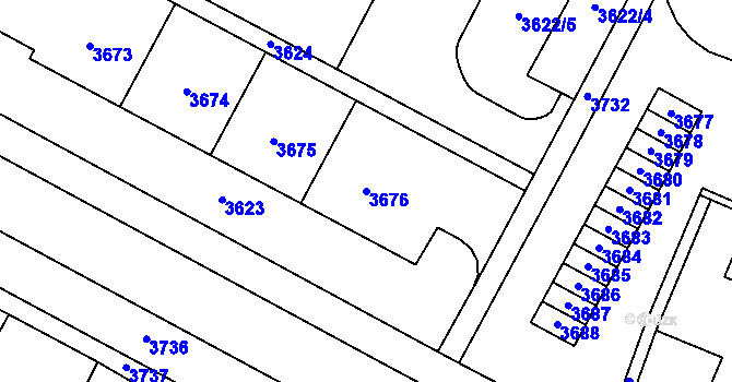 Parcela st. 3676 v KÚ Most II, Katastrální mapa
