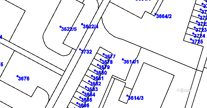 Parcela st. 3677 v KÚ Most II, Katastrální mapa