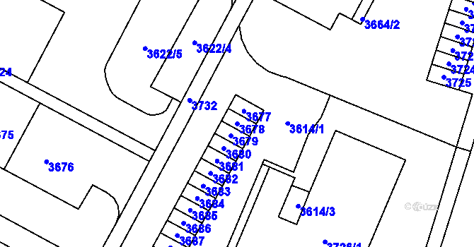 Parcela st. 3678 v KÚ Most II, Katastrální mapa