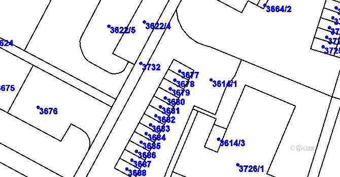 Parcela st. 3679 v KÚ Most II, Katastrální mapa