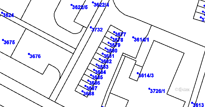 Parcela st. 3681 v KÚ Most II, Katastrální mapa