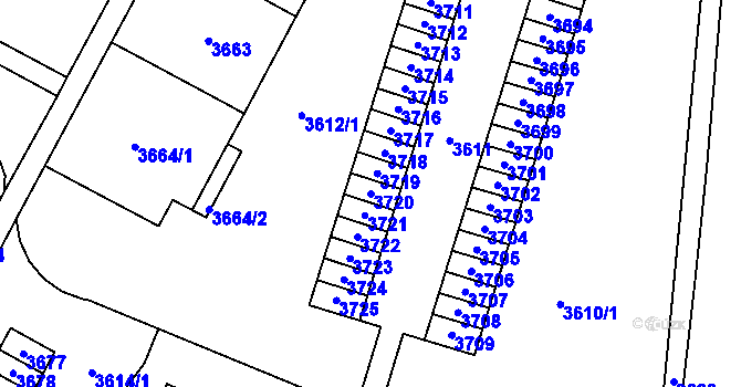 Parcela st. 3720 v KÚ Most II, Katastrální mapa
