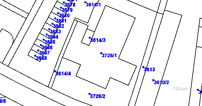 Parcela st. 3726/1 v KÚ Most II, Katastrální mapa