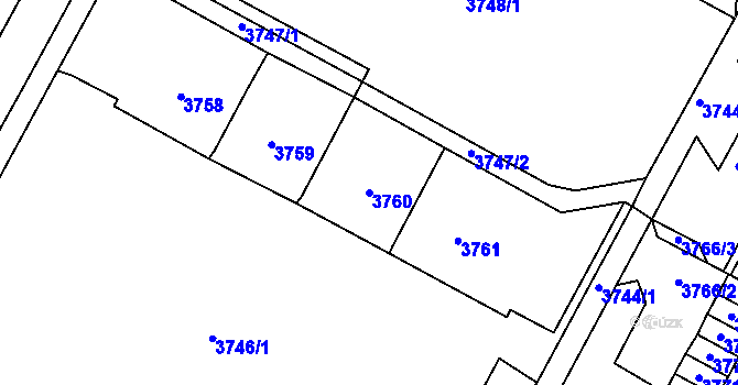 Parcela st. 3760 v KÚ Most II, Katastrální mapa