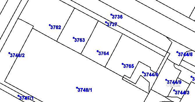 Parcela st. 3764 v KÚ Most II, Katastrální mapa