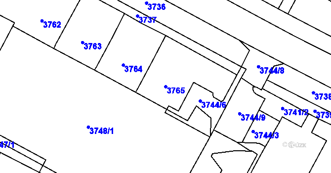 Parcela st. 3765 v KÚ Most II, Katastrální mapa