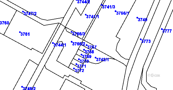 Parcela st. 3767 v KÚ Most II, Katastrální mapa