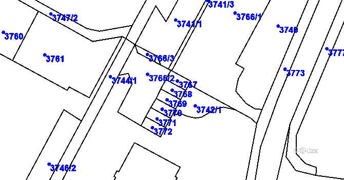 Parcela st. 3768 v KÚ Most II, Katastrální mapa