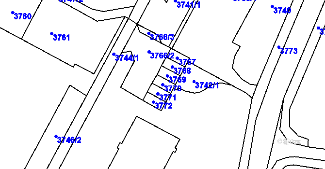 Parcela st. 3770 v KÚ Most II, Katastrální mapa