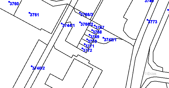 Parcela st. 3771 v KÚ Most II, Katastrální mapa