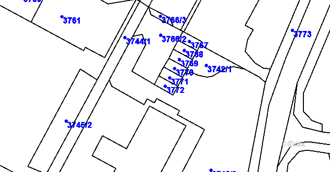 Parcela st. 3772 v KÚ Most II, Katastrální mapa