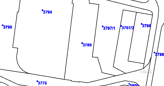 Parcela st. 3789 v KÚ Most II, Katastrální mapa