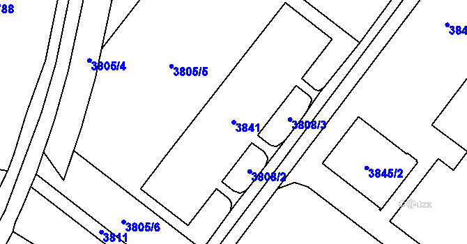Parcela st. 3841 v KÚ Most II, Katastrální mapa