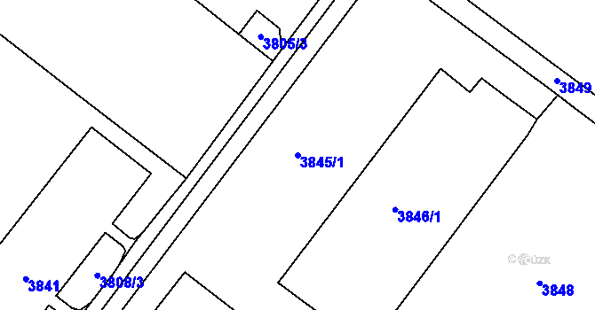 Parcela st. 3845/1 v KÚ Most II, Katastrální mapa