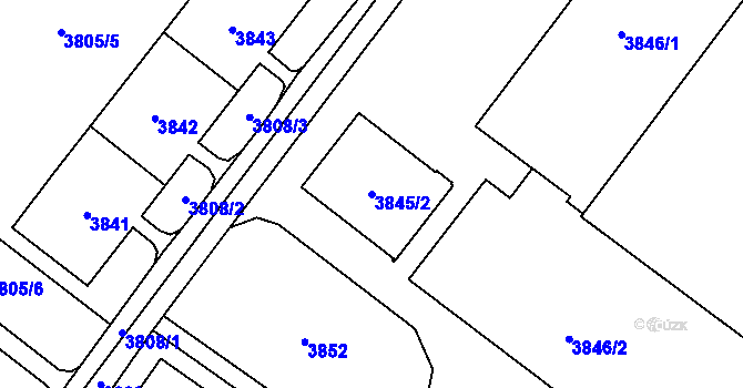 Parcela st. 3845/2 v KÚ Most II, Katastrální mapa