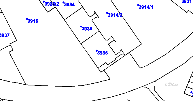 Parcela st. 3936 v KÚ Most II, Katastrální mapa