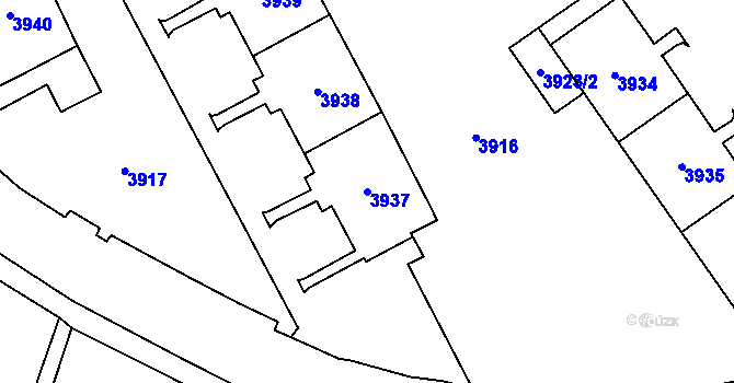 Parcela st. 3937 v KÚ Most II, Katastrální mapa
