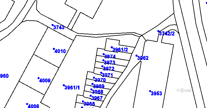 Parcela st. 3974 v KÚ Most II, Katastrální mapa