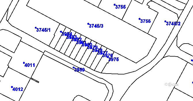 Parcela st. 3977 v KÚ Most II, Katastrální mapa