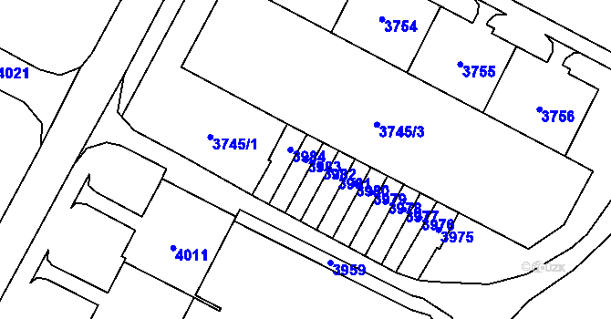 Parcela st. 3983 v KÚ Most II, Katastrální mapa