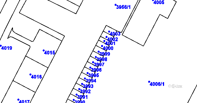 Parcela st. 3999 v KÚ Most II, Katastrální mapa