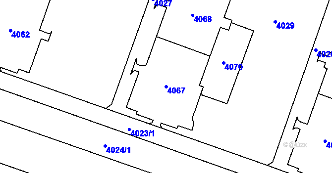 Parcela st. 4067 v KÚ Most II, Katastrální mapa