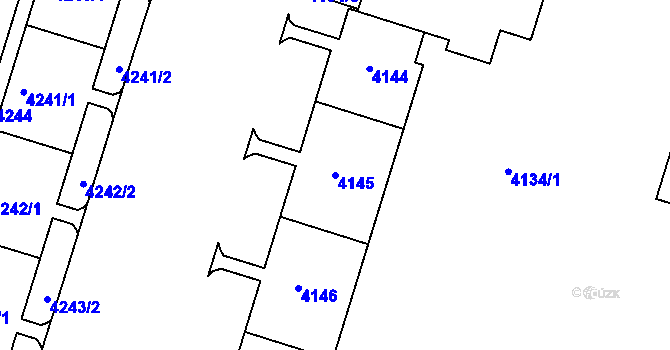 Parcela st. 4145 v KÚ Most II, Katastrální mapa