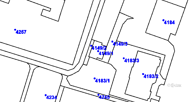 Parcela st. 4149/1 v KÚ Most II, Katastrální mapa