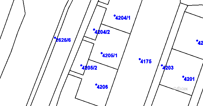 Parcela st. 4205/1 v KÚ Most II, Katastrální mapa