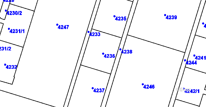 Parcela st. 4236 v KÚ Most II, Katastrální mapa