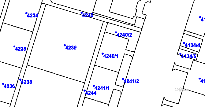 Parcela st. 4240/1 v KÚ Most II, Katastrální mapa