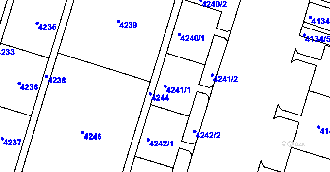 Parcela st. 4241/1 v KÚ Most II, Katastrální mapa
