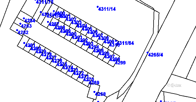 Parcela st. 4296 v KÚ Most II, Katastrální mapa
