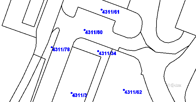 Parcela st. 4311/34 v KÚ Most II, Katastrální mapa
