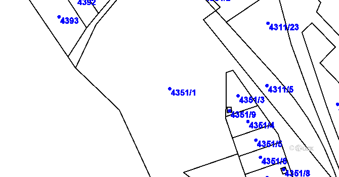 Parcela st. 4351/1 v KÚ Most II, Katastrální mapa