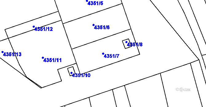 Parcela st. 4351/7 v KÚ Most II, Katastrální mapa