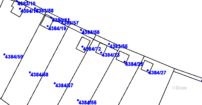 Parcela st. 4384/23 v KÚ Most II, Katastrální mapa