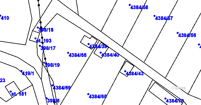 Parcela st. 4384/40 v KÚ Most II, Katastrální mapa