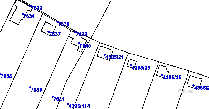 Parcela st. 4385/21 v KÚ Most II, Katastrální mapa
