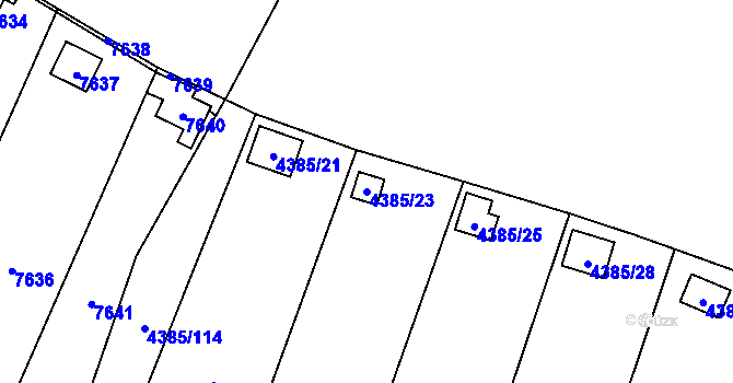 Parcela st. 4385/23 v KÚ Most II, Katastrální mapa