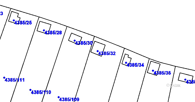Parcela st. 4385/32 v KÚ Most II, Katastrální mapa