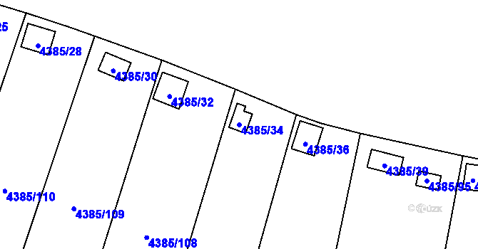 Parcela st. 4385/34 v KÚ Most II, Katastrální mapa