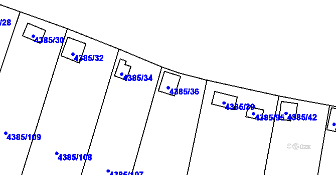Parcela st. 4385/36 v KÚ Most II, Katastrální mapa