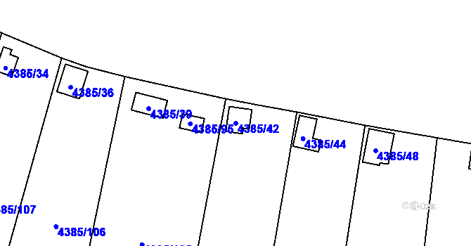 Parcela st. 4385/42 v KÚ Most II, Katastrální mapa