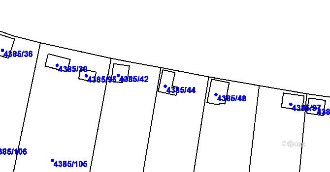Parcela st. 4385/44 v KÚ Most II, Katastrální mapa